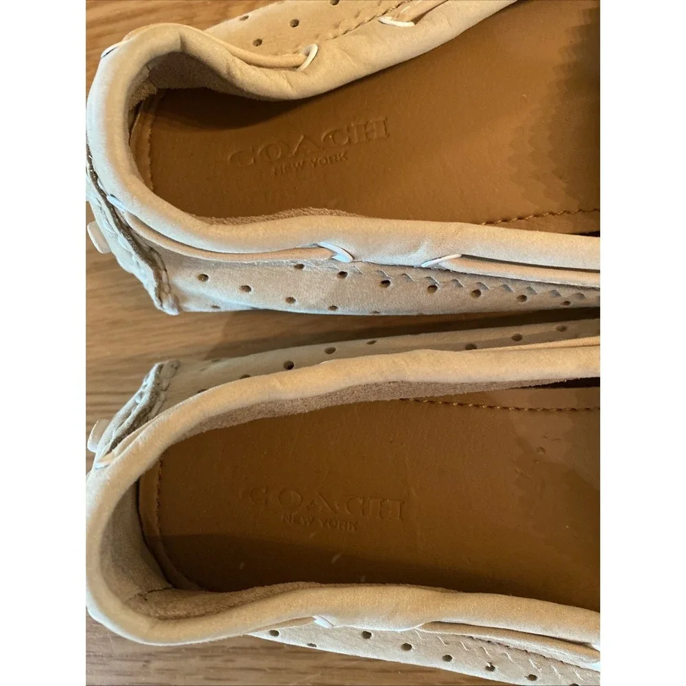 Coach Beige Nadia Moccasins Bone Leather Driving Shoes Tassels Flats Slip On‎ -7